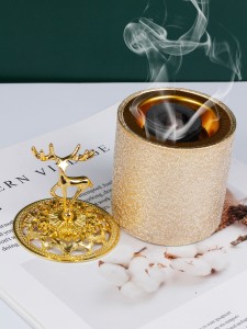 1pc Incense Burner With Deer Design Lid