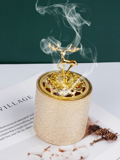 1pc Incense Burner With Deer Design Lid