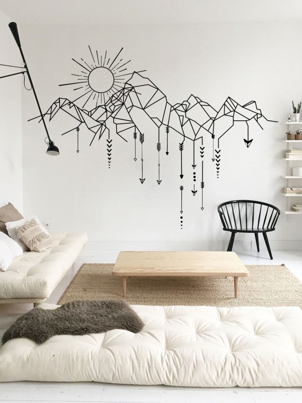 Sun & Mountain Print Wall Sticker