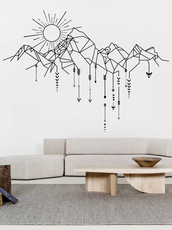 Sun & Mountain Print Wall Sticker