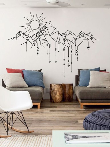 Sun & Mountain Print Wall Sticker