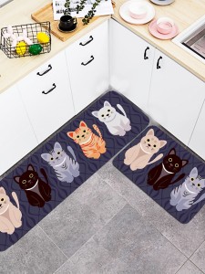 1pc Cartoon Cat Print Floor Mat