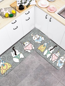 1pc Cartoon Cat Print Kitchen Carpet