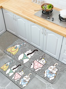 1pc Cartoon Cat Print Kitchen Carpet