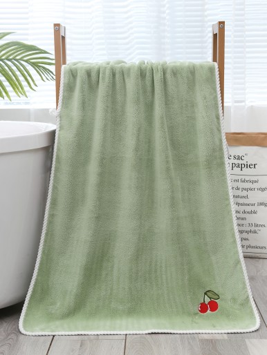 1pc Cherry Embroidered Bath Towel
