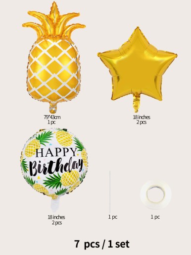 7pcs Pineapple Birthday Balloon Set