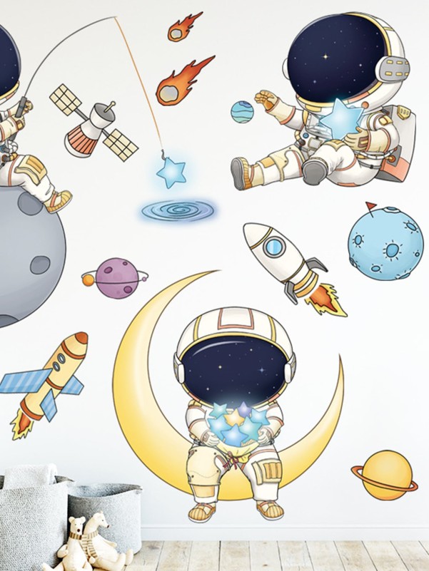 2sheets Kids Astronaut Print Wall Sticker