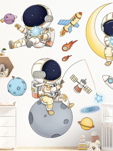 2sheets Kids Astronaut Print Wall Sticker