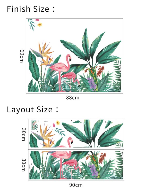 Flamingo & Plants Print Wall Sticker