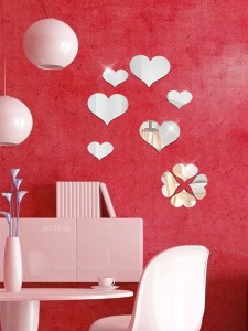 1set Heart Shaped Mirror Surface Wall Sticker