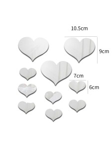 1set Heart Shaped Mirror Surface Wall Sticker