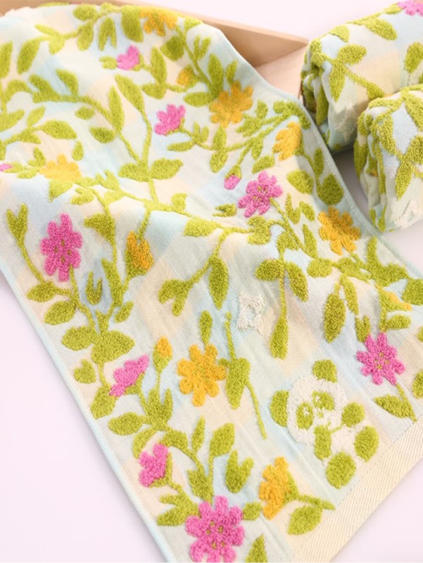 1pc Flower Pattern Face Towel