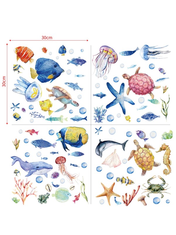 ملصق حائط بطباعة الحياة البحرية للأطفال