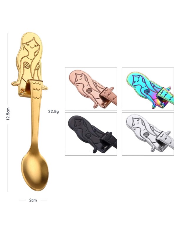 1 قطعة ملعقة بتصميم حورية البحر عشوائية