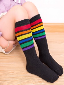 Toddler Girls Rainbow Striped Over The Calf Socks