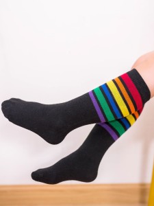 Toddler Girls Rainbow Striped Over The Calf Socks