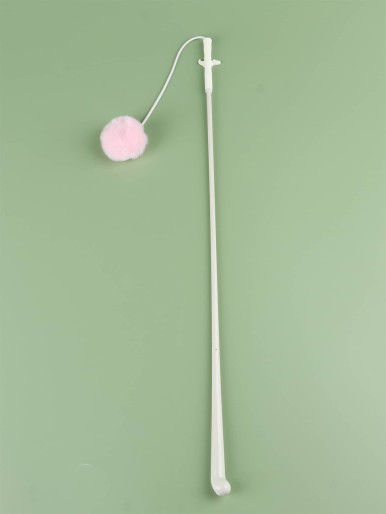 1pc Pom Pom Detail Random Color Cat Teaser Stick