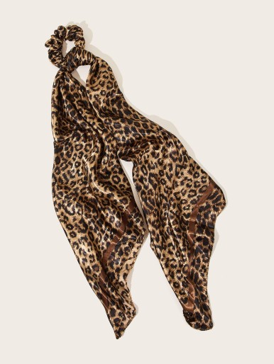 Leopard Pattern Scrunchie Scarf