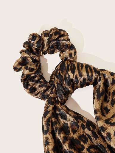 Leopard Pattern Scrunchie Scarf