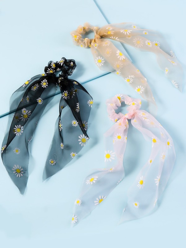 3pcs Daisy Scrunchie Scarf