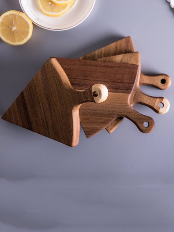 1pc Wooden Triangle Tray With Handle