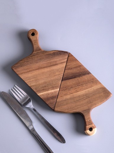 1pc Wooden Triangle Tray With Handle