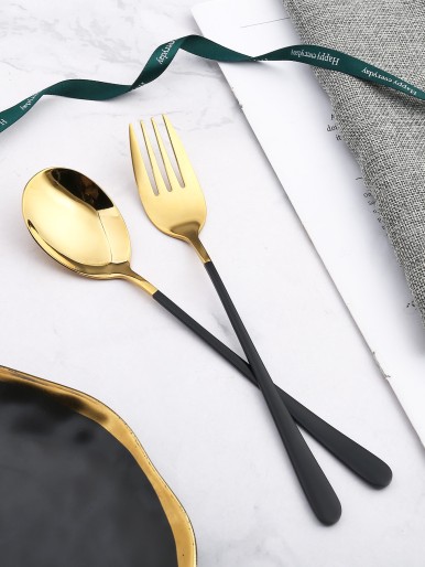 2pcs Stainless Steel Spoon & Fork