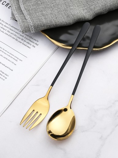 2pcs Stainless Steel Spoon & Fork