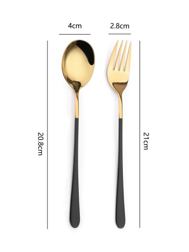 2pcs Stainless Steel Spoon & Fork