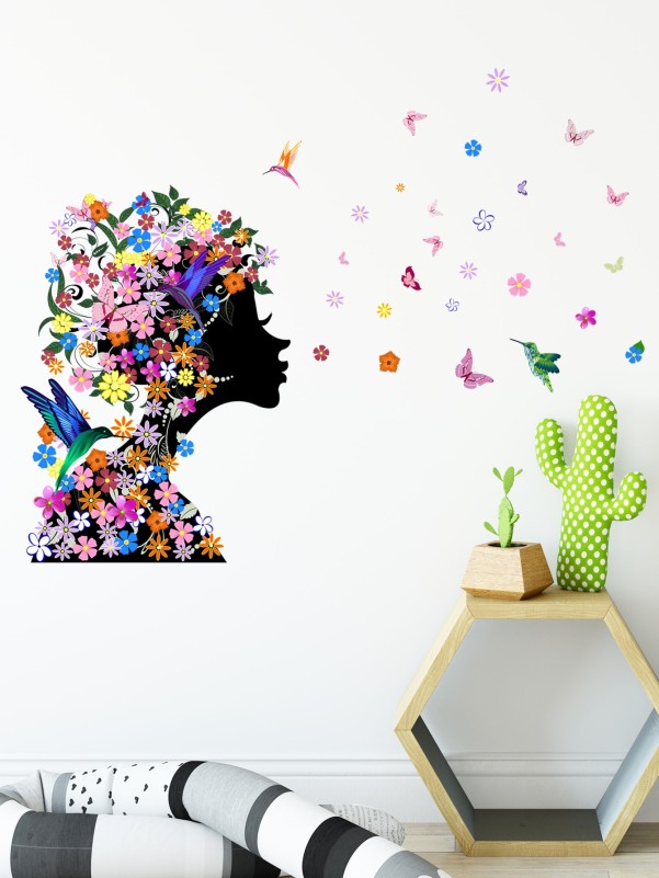 Flower Figure Graphic Kids Wall Sticker