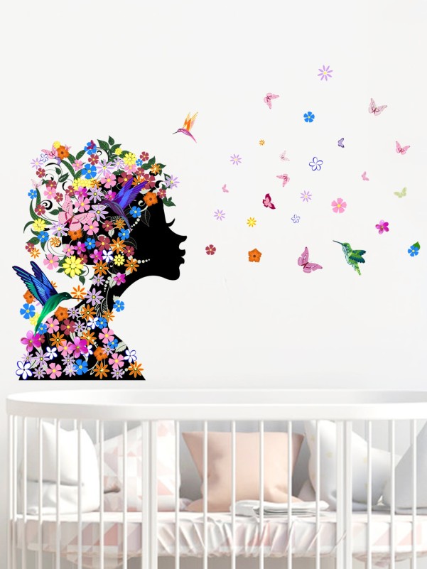 Flower Figure Graphic Kids Wall Sticker