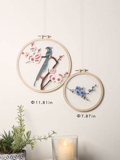 2pcs Flower Embroidery Wall Hanging