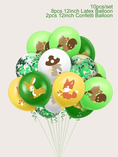 10pcs Cartoon Animal Print Balloon