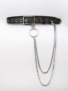 Men Chain Decor Eyelet Belt