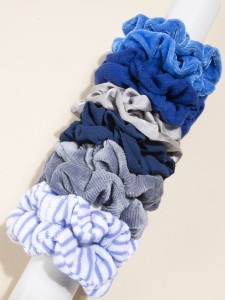 12pcs Striped Print Scrunchie