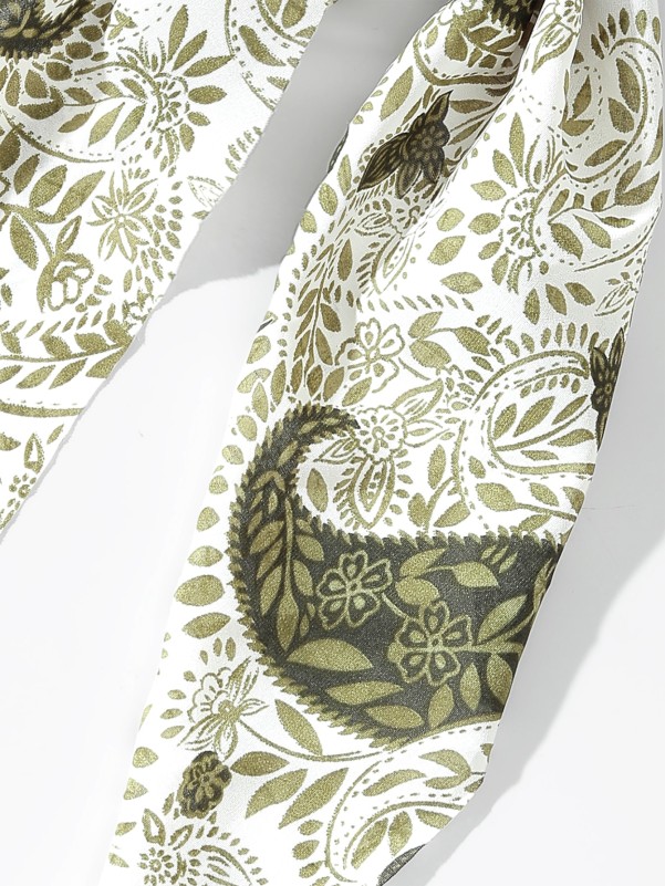 Leaf Print Scarf Hair Tie