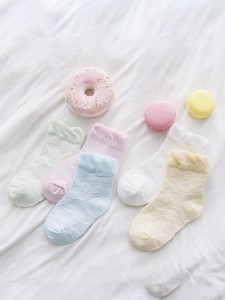 5pairs Girls Solid Socks