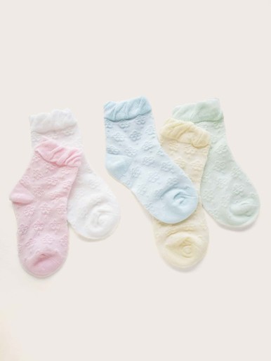 5pairs Girls Solid Socks