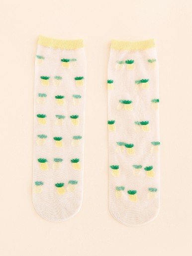 Toddler Girls Fruit Print Mesh Socks