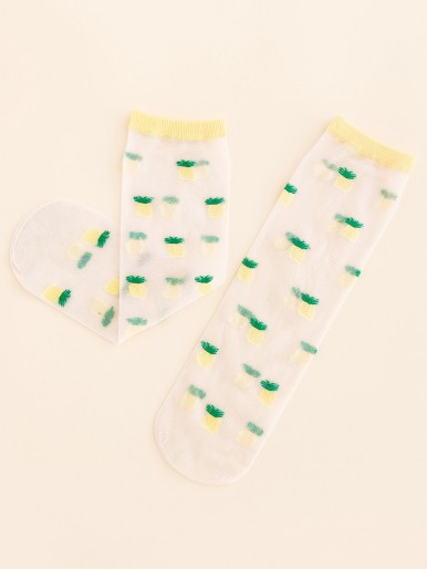 Toddler Girls Fruit Print Mesh Socks