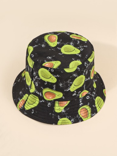 Cartoon Avocado Graphic Bucket Hat