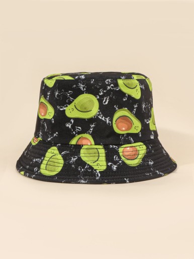 Cartoon Avocado Graphic Bucket Hat