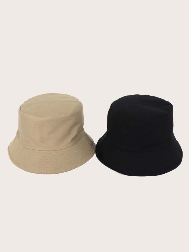 2pcs Kids Plain Bucket Hat