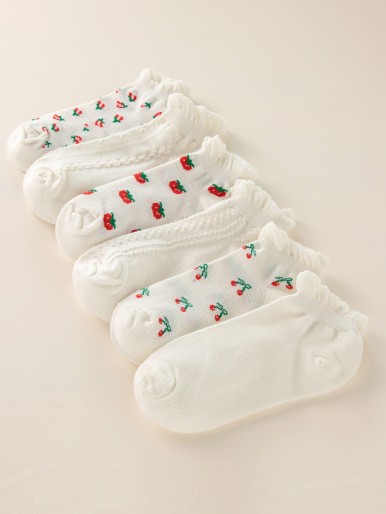 6pairs Toddler Girls Fruit Print Socks