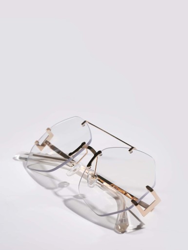 Geometric Lens Rimless Eyeglasses