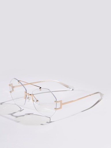 Geometric Lens Rimless Eyeglasses