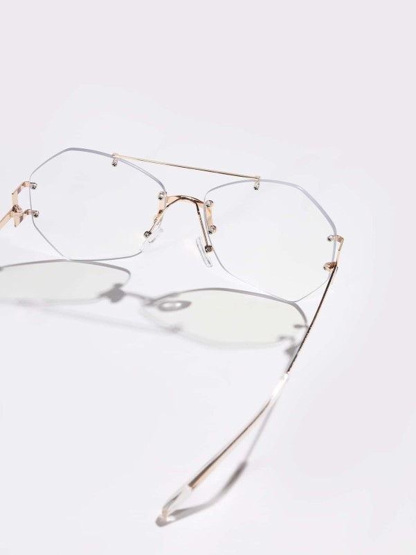 Geometric Lens Rimless Eyeglasses