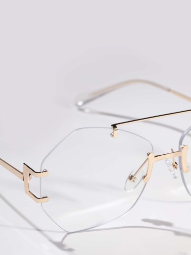 Geometric Lens Rimless Eyeglasses