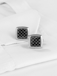 Men Plaid Print Cufflinks