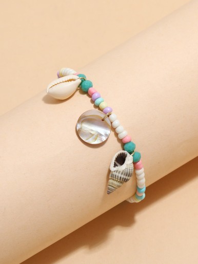 Shell Charm Beaded Anklet